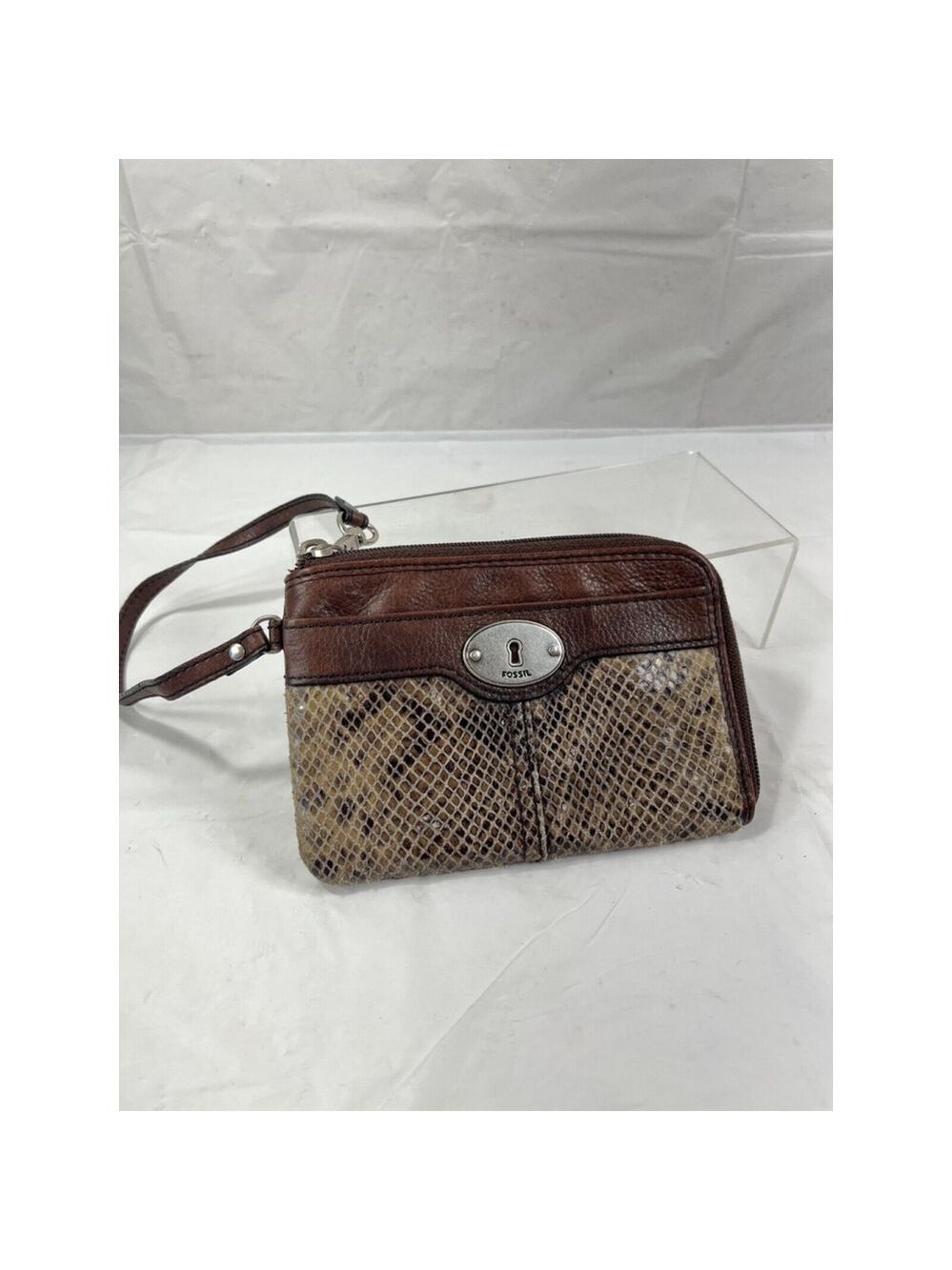 Fossil Wristlet keyper Snakeskin Leather wristlet wallet
